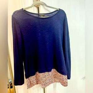 J Crew - Large Women sweater layered shirt look.